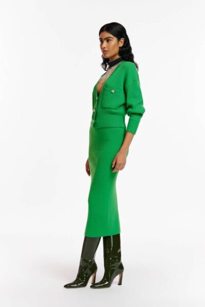 Equip ribbed knitted skirt green key Essentiel