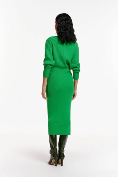 Equip ribbed knitted skirt green key Essentiel