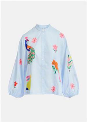Felhi embroidered shirt C1 middle blue Essentiel