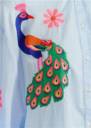 Felhi embroidered shirt C1 middle blue Essentiel