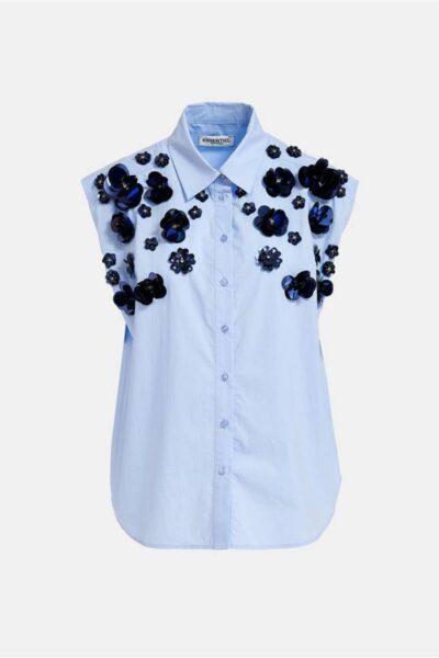 Fight embroidered shirt feeling blue Essentiel