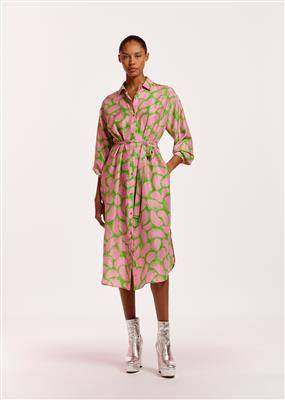 Freya silk shirt dress C4 green lizard Essentiel