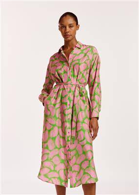 Freya silk shirt dress C4 green lizard Essentiel