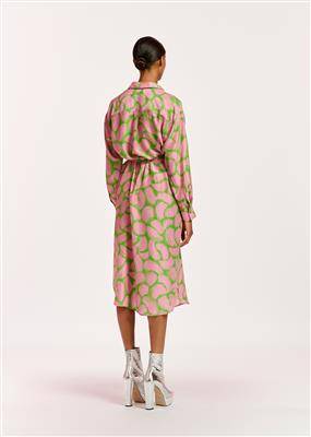 Freya silk shirt dress C4 green lizard Essentiel