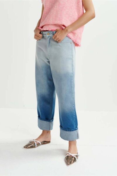 Habille dip dye jeans aqua blue Essentiel