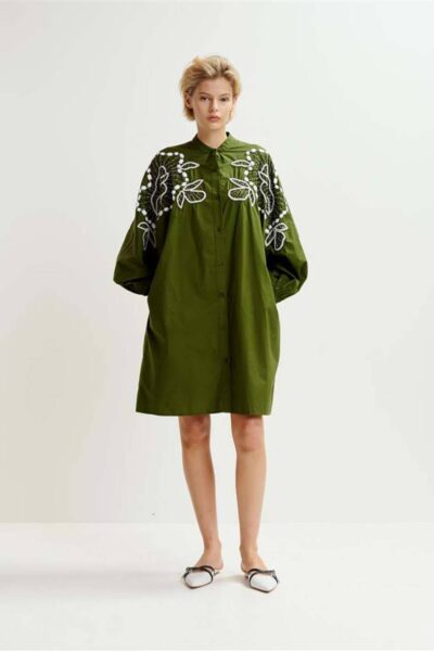 Hanana embellished shirt dress green Essentiel
