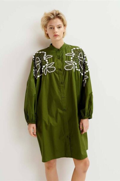 Hanana embellished shirt dress green Essentiel