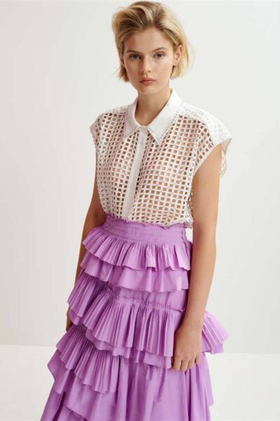 Harness sequin mesh shirt white Essentiel