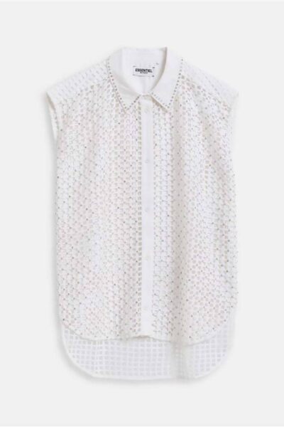 Harness sequin mesh shirt white Essentiel