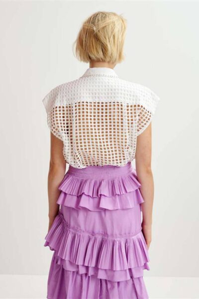 Harness sequin mesh shirt white Essentiel