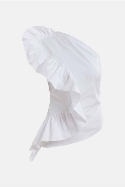 Haven asymmetric ruffle top white Essentiel