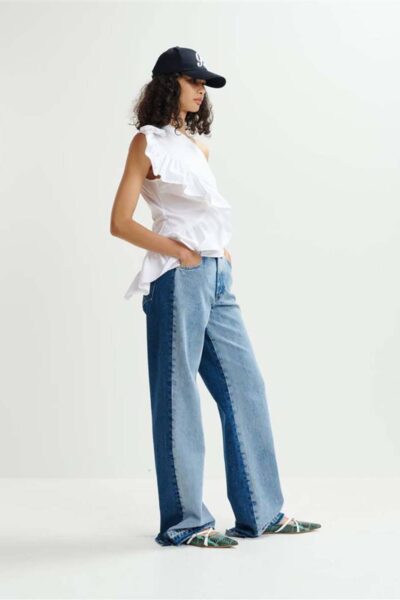 Haven asymmetric ruffle top white Essentiel