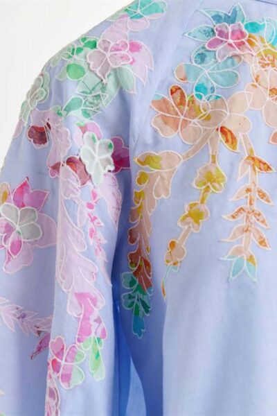 Hitrus appliqued detail top aqua blue Essentiel