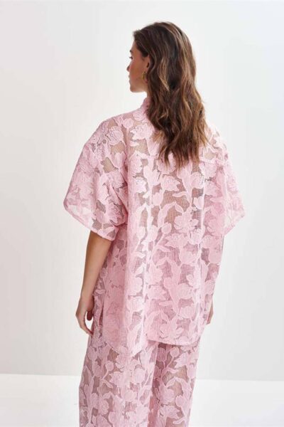 Hok lace oversized shirt pure pink Essentiel