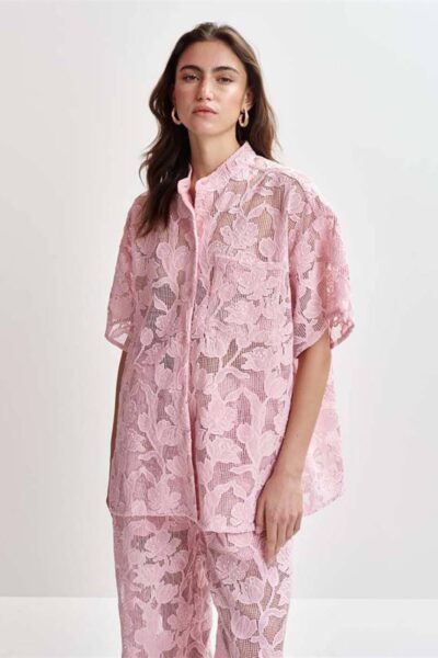 Hok lace oversized shirt pure pink Essentiel