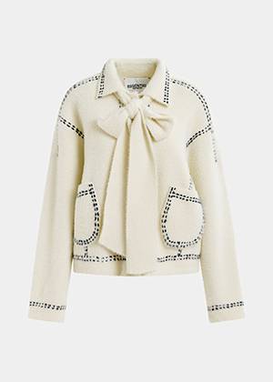 Hoops cardigan with bow sour cream Essentiel