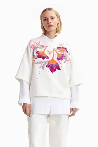 Hotanical boxy sweatshirt C2 off white Essentiel