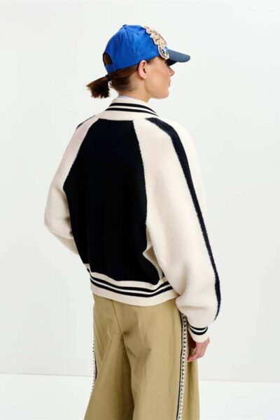 Idol knitted bicolour jacket C1 black Essentiel
