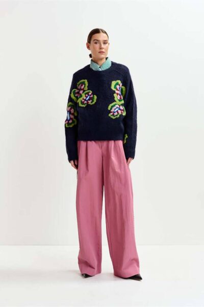 Impossible embroidered knit C2 navy Essentiel