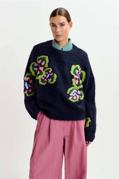 Impossible embroidered knit C2 navy Essentiel