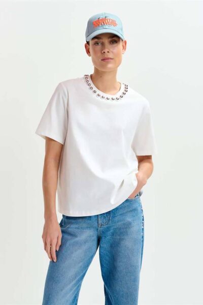 Intenso silver balls t-shirt off white Essentiel