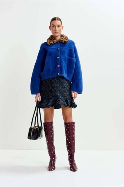 Intention jacket with collar black iris Essentiel