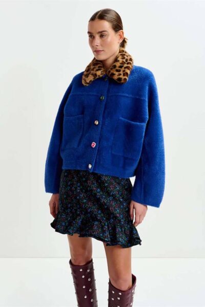 Intention jacket with collar black iris Essentiel