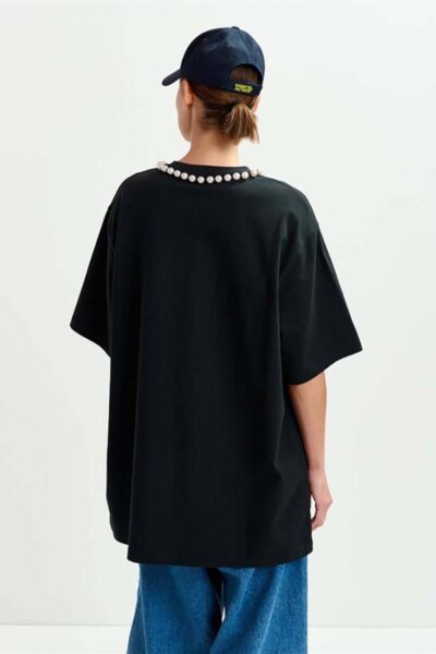 Ipop beads print t-shirt black Essentiel