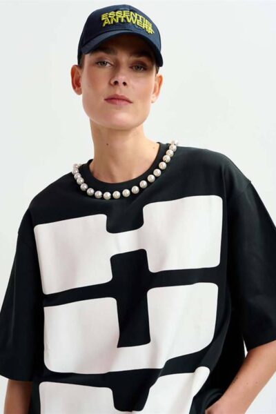 Ipop beads print t-shirt black Essentiel
