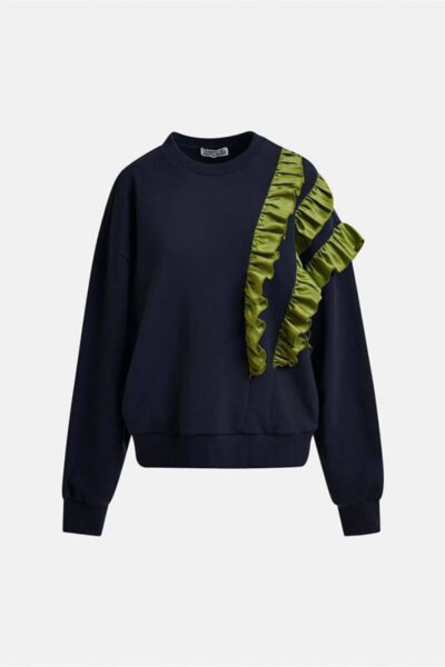 Iwave sweatshirt wirh frills C2 navy Essentiel