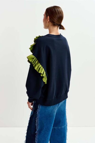 Iwave sweatshirt wirh frills C2 navy Essentiel