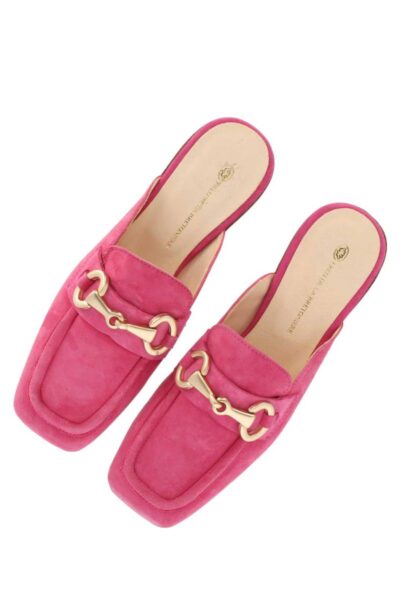 Slipper luxury suede fuchsia Fred de la Bretoniere