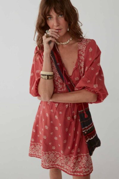 Sylvie ethnic short dress tomato Maison Hotel