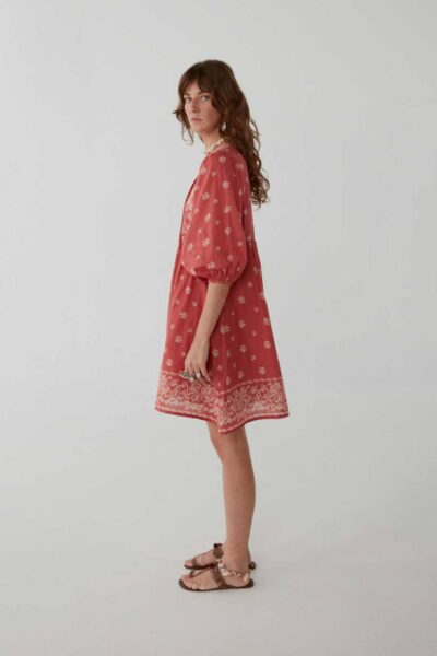 Sylvie ethnic short dress tomato Maison Hotel