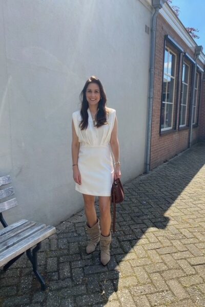 L’egance crop drape dress pearl Haute L’Amitie