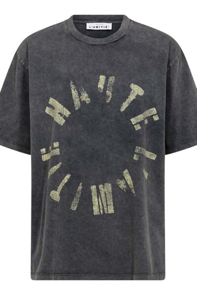 Logo circle tee black acid wash Haute L’Amitie