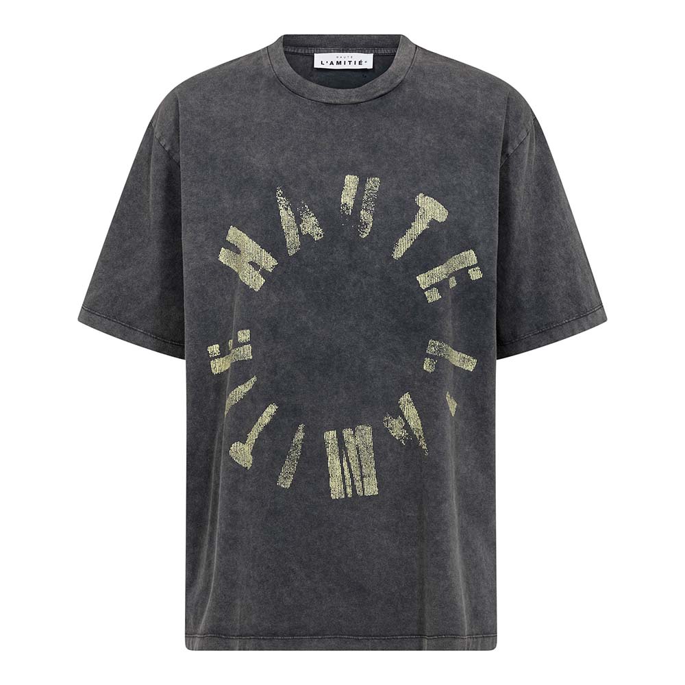 Logo circle tee black acid wash Haute L'Amitie - Afbeelding 2