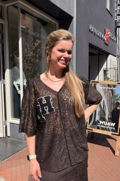Court lace tee mocca Haute L’Amitie