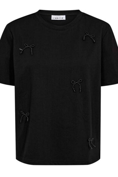 Pearl bow tee black Haute L’Amitie