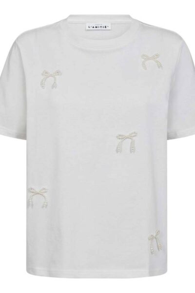 Pearl bow tee off white Haute L’Amitie