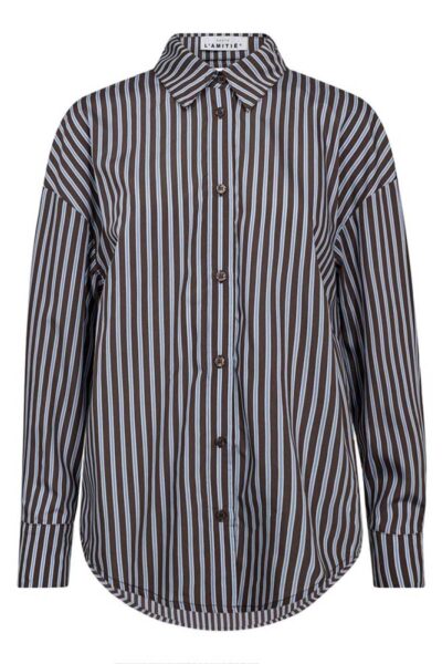 Melvin stripe twist bow shirt mocca Haute L’Amitie