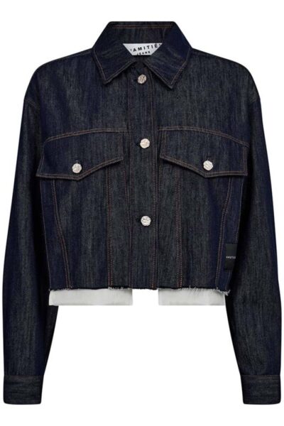 Denim cargo crop shirt dark Haute L’Amitie