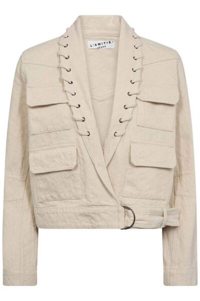 Pielle crop structure jacket pearl Haute L’Amitie