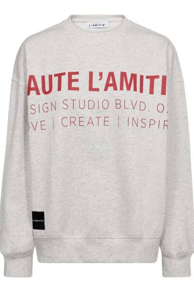 Studio logo sweat pearl mel./red Haute L’Amitie