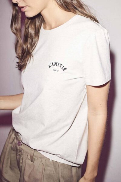 Mini curve logo tee pearl melange Haute L’Amitie
