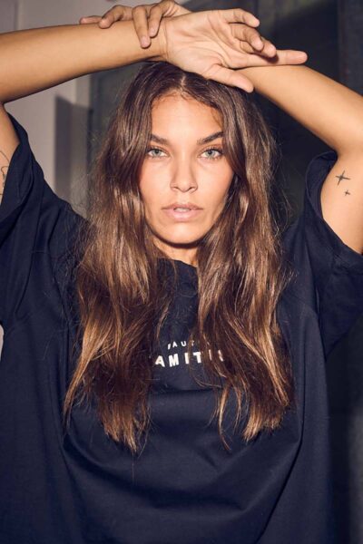 Crew rub print tee black Haute L’Amitie