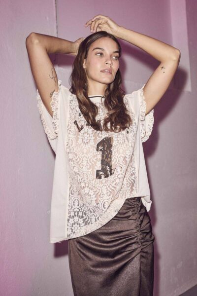 Football lace frill top pearl Haute L’Amitie