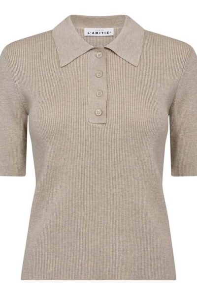 Piccolo ss polo rib knit seashell Haute L’Amitie