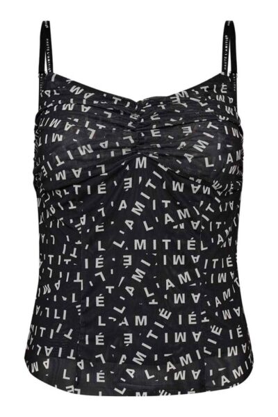 L’Amitie logo mesh strap top black Haute L’Amitie