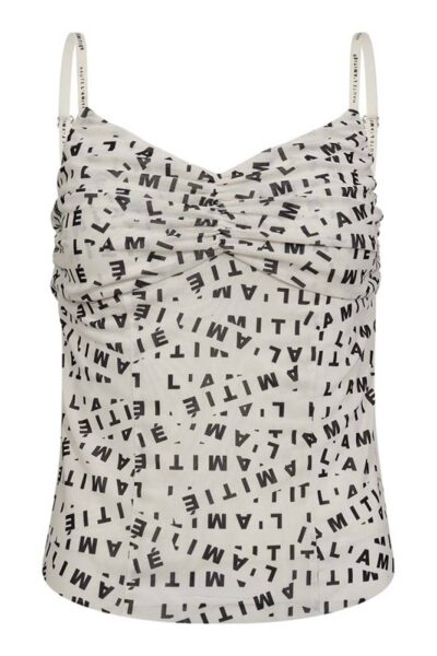 L’Amitie logo mesh strap top pearl Haute L’Amitie